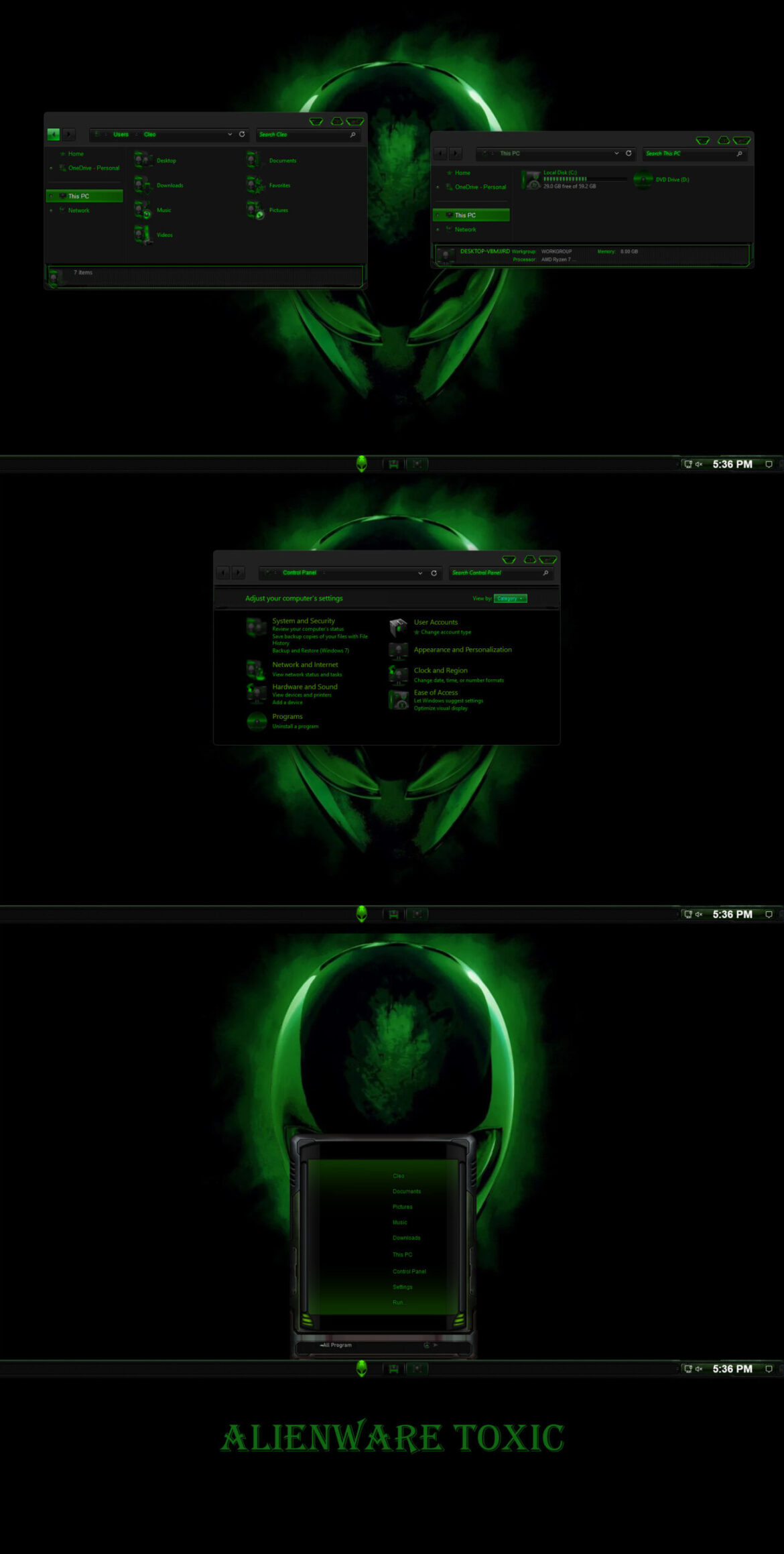 Alienware Toxic Theme For Windows 11