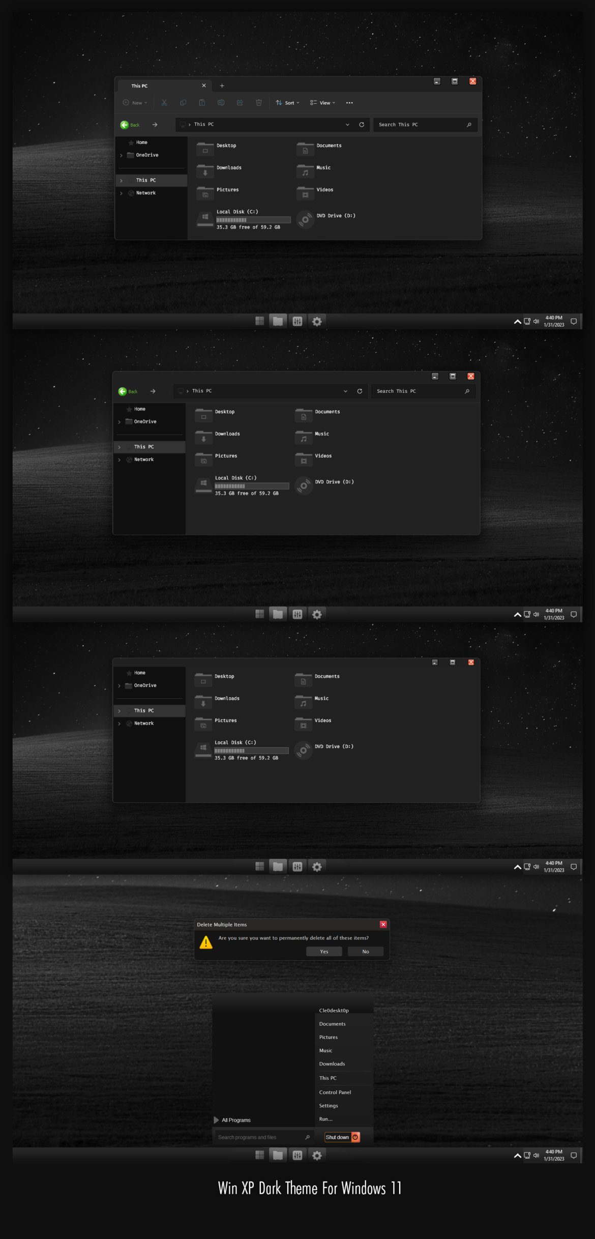 Windows XP Dark Theme For Windows 11