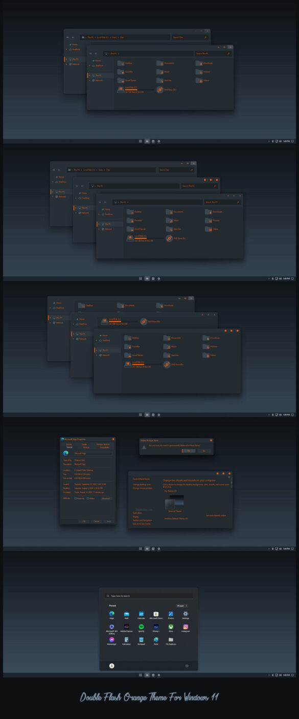 Double Flash Orange Theme For Windows 11