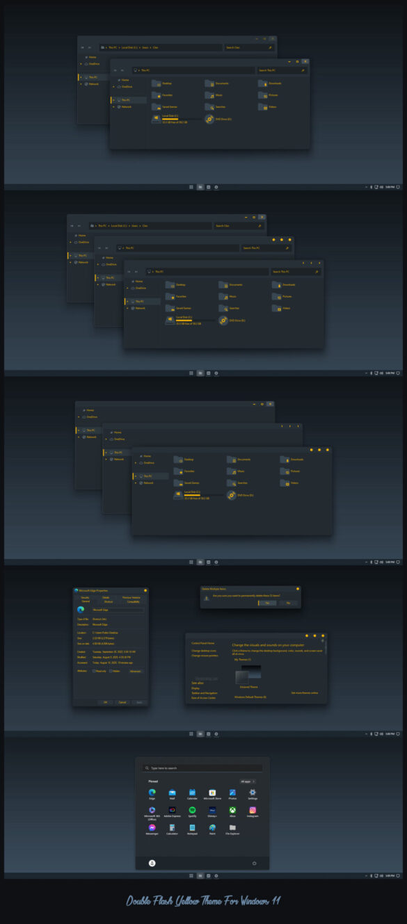 Double Flash Yellow Theme For Windows 11 Windows 11 Themes