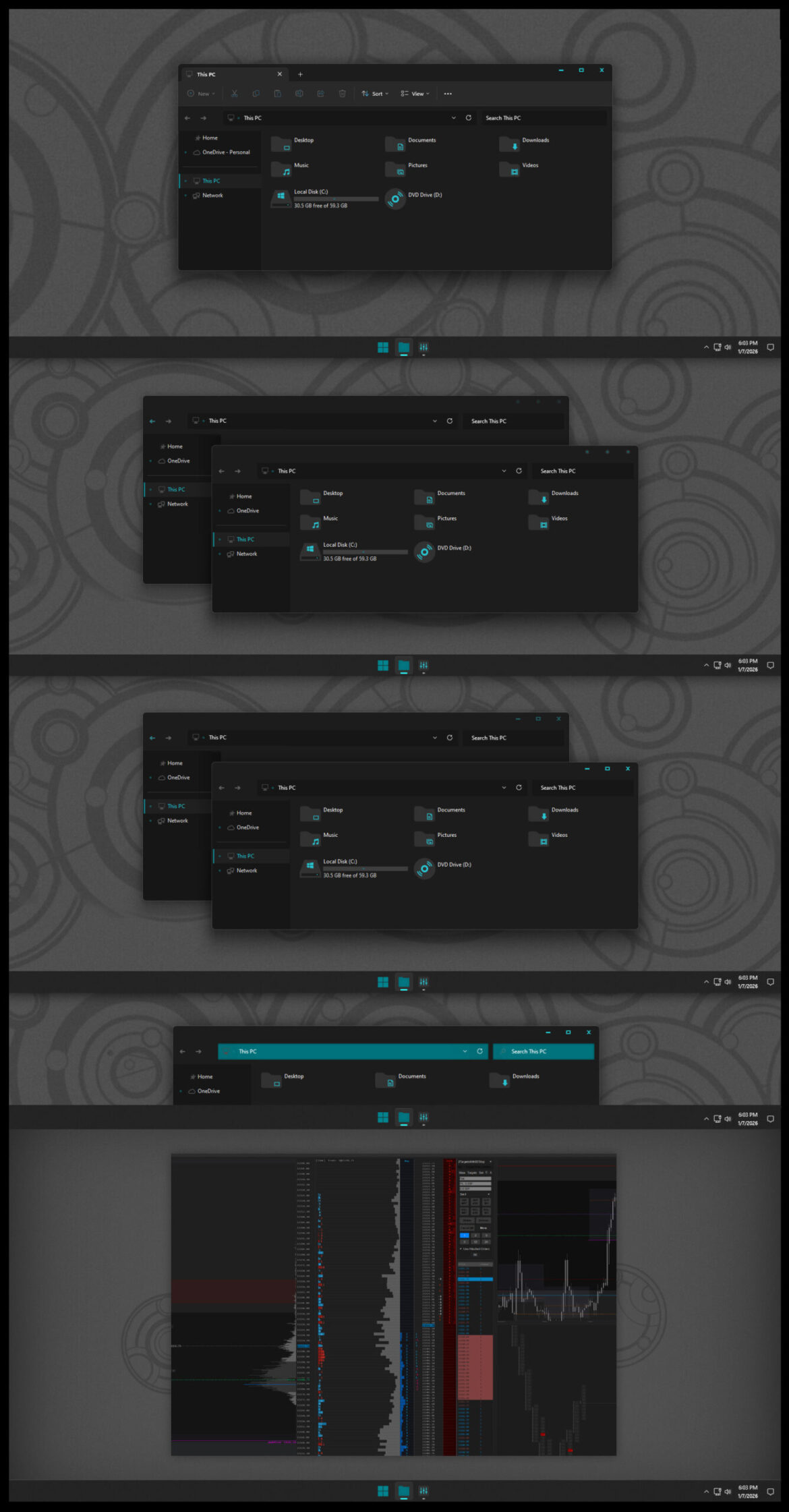 After Dark Cyan Theme Windows 11 Mod For Sierrachart