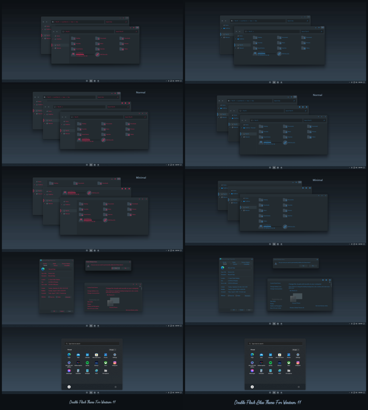 Double Flash Pink And Blue Theme For Windows 11