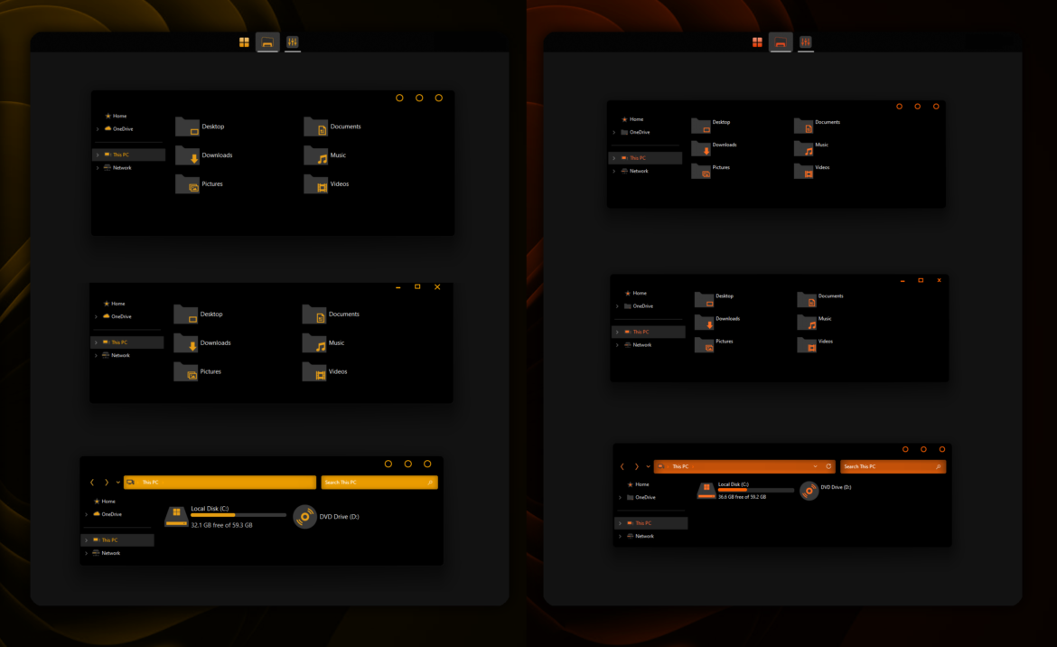 Full Black Orange And Yellow Theme For Windows 11