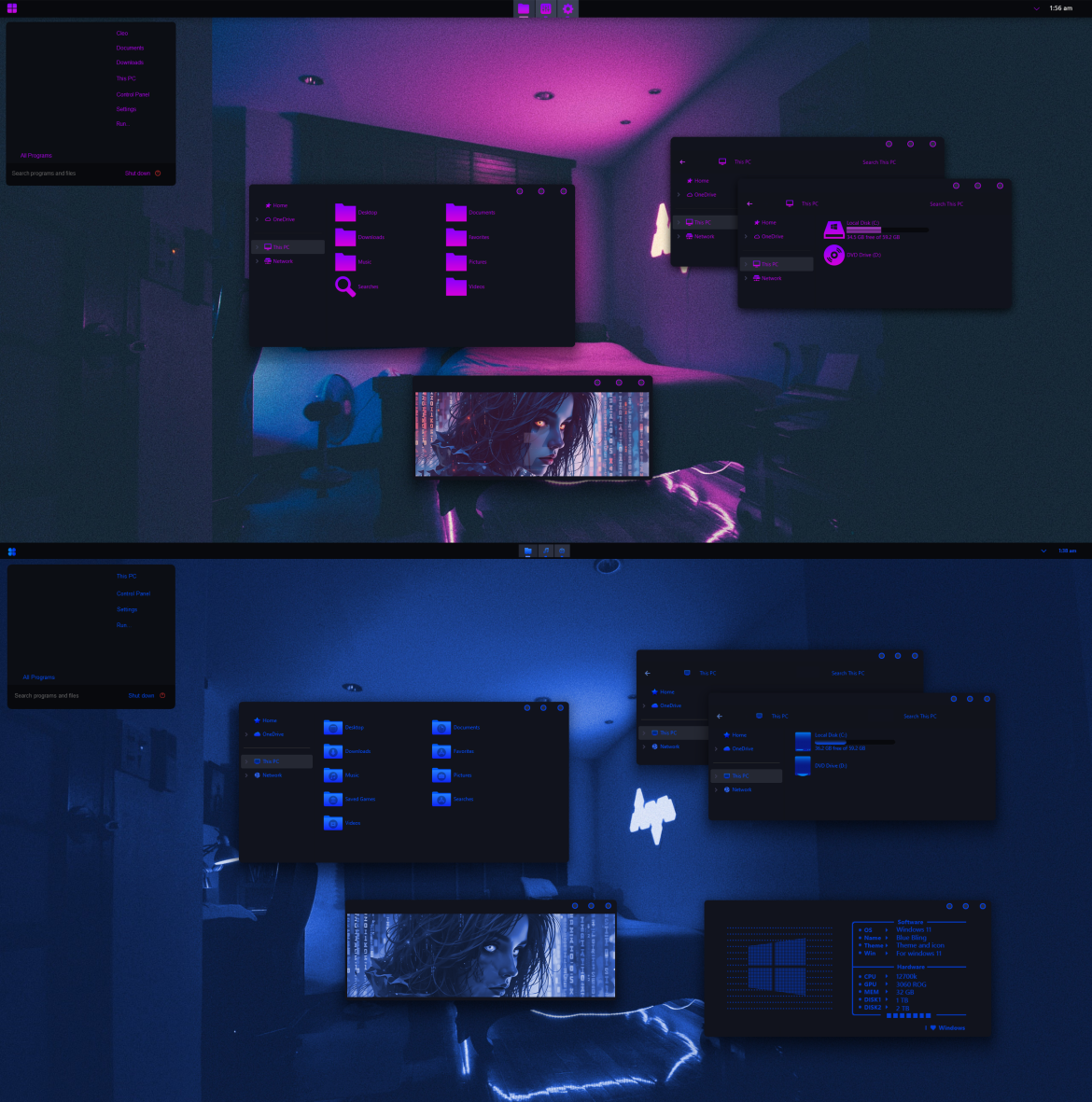Bac Bling Pink And Blue Theme For Windows 11