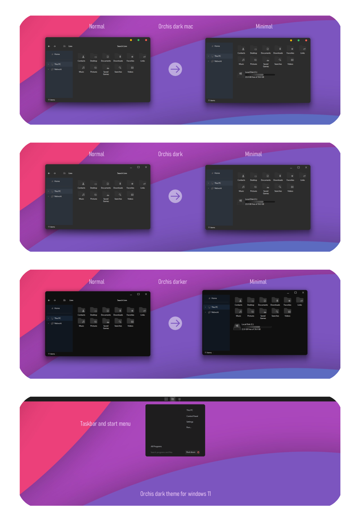 Orchis dark Theme For Windows 11